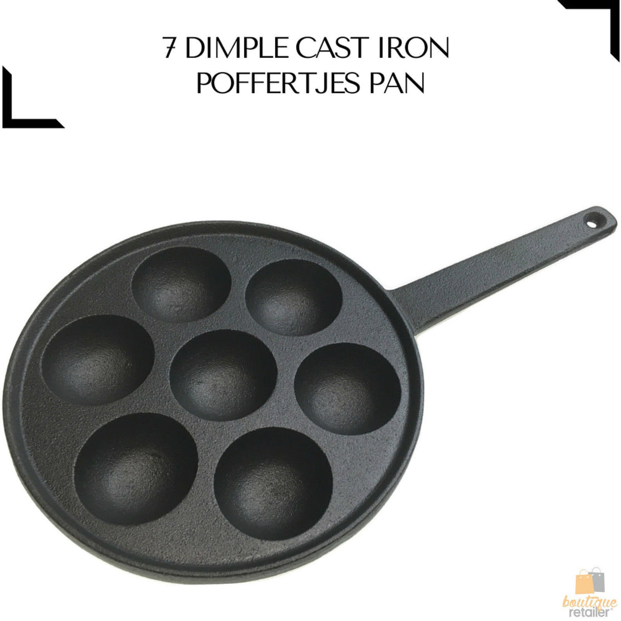 7 Hole Dimple Cast Iron Poffertjes Mini Dutch Pancake Cake Pan Handle Maker