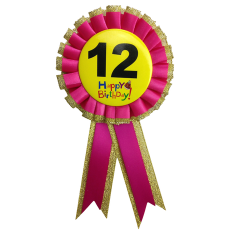 BIRTHDAY BADGE Party Favour Award Rosette Fancy Dress Girls Boys Childrens Kids