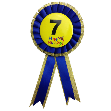 BIRTHDAY BADGE Party Favour Award Rosette Fancy Dress Girls Boys Childrens Kids