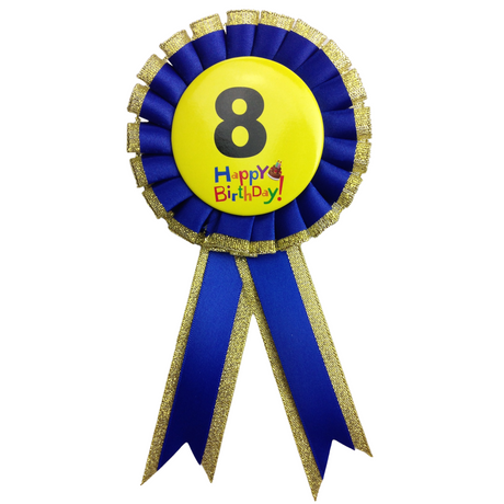 BIRTHDAY BADGE Party Favour Award Rosette Fancy Dress Girls Boys Childrens Kids