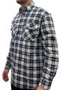 Mens Flannelette Long Sleeve Pullover Shirt 100% Cotton Flannel - Half Placket - Blue Check