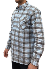 Mens Flannelette Long Sleeve Pullover Shirt 100% Cotton Flannel - Half Placket