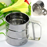 Mesh Flour Sifter Baking Icing Sieve Strainer Cup Sugar Shaker Mechanical Metal