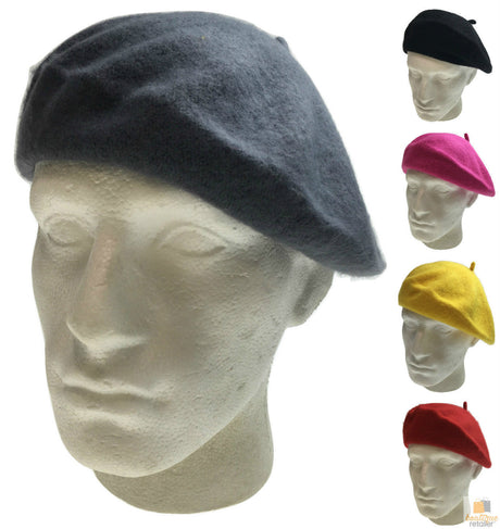 Unisex FRENCH BERET HAT sboy Military Cap Winter Warm Army Style Beanie - Red