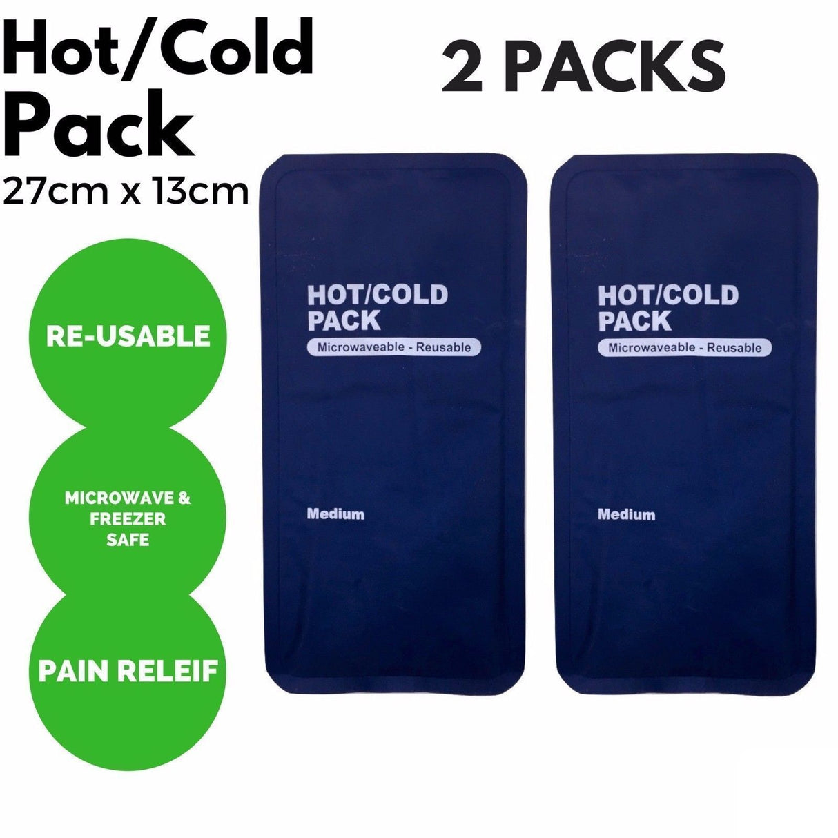 2x HOT COLD PACK First Aid Reusable Ice Heat Gel Packs Microwaveable Relief