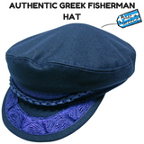 GREEK FISHERMAN Cap Hat Winter Wool Blend MADE IN GREECE Classic Ivy Sailor - Navy Blue