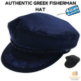 GREEK FISHERMAN Cap Hat Winter Wool Blend MADE IN GREECE Classic Ivy Sailor - Navy Blue