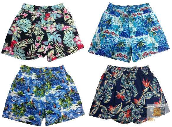 HAWAIIAN SHORTS Floral Beach 100% COTTON Surf Summer Casual Boardies