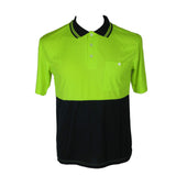 HI VIS Polo Shirt Top Tee Safety Workwear Short Sleeve Breathable Micro Mesh - Orange/Navy