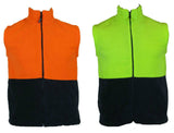 HI VIS Polar Fleece Vest Full Zip Safety Workwear High Visibility S-5XL Fleecy