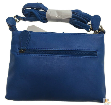 Womens Leather Sling Cross Body Bag Tote Messenger Satchel Shoulder - Blue