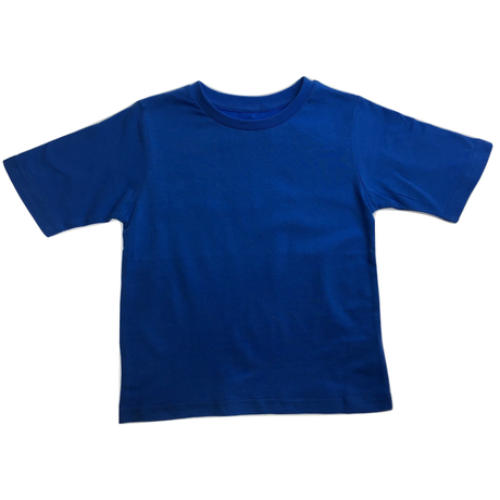 KIDS PLAIN T SHIRT Childrens Child 100% COTTON Boys Girls Basic Blank Tee Top - Bright Blue