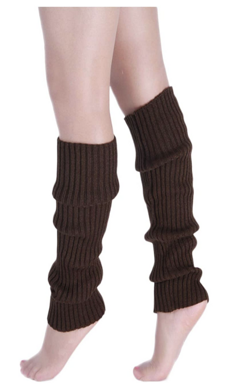 Pair of Womens Leg Warmers Disco Winter Knit Dance Party Crochet Legging Socks Costume - Burgundy