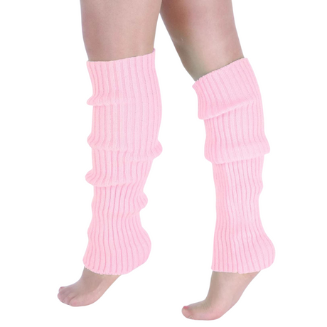 Pair of Womens Leg Warmers Disco Winter Knit Dance Party Crochet Legging Socks Costume - Purple