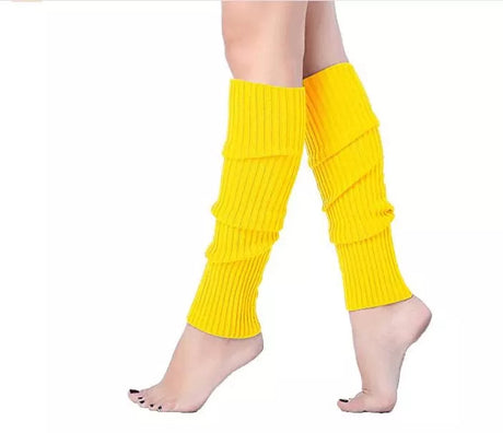 Pair of Womens Leg Warmers Disco Winter Knit Dance Party Crochet Legging Socks Costume