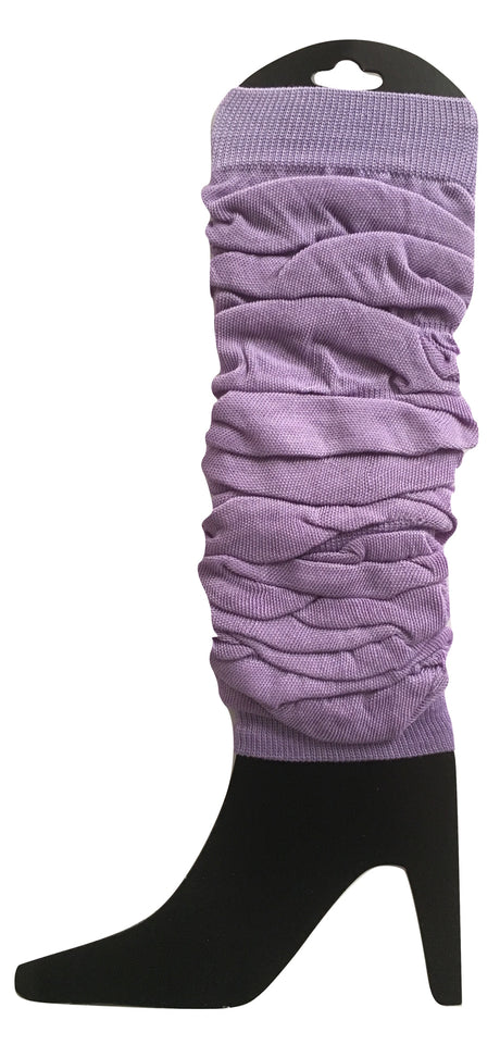 LEG WARMERS Knitted Womens Neon Party Knit Ankle Fluro Dance Costume 80s Pair - Purple