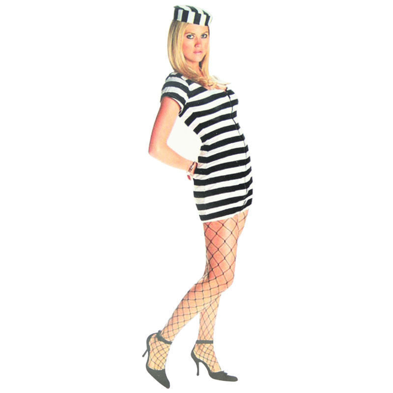 Ladies PRISONER COSTUME Womens Halloween Convict Jail Adult Outfit Prison