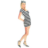 Ladies PRISONER COSTUME Womens Halloween Convict Jail Adult Outfit Prison