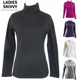 Ladies SKIVVY Womens Long Sleeve Plain Top Warm Turtleneck Cotton High Neck