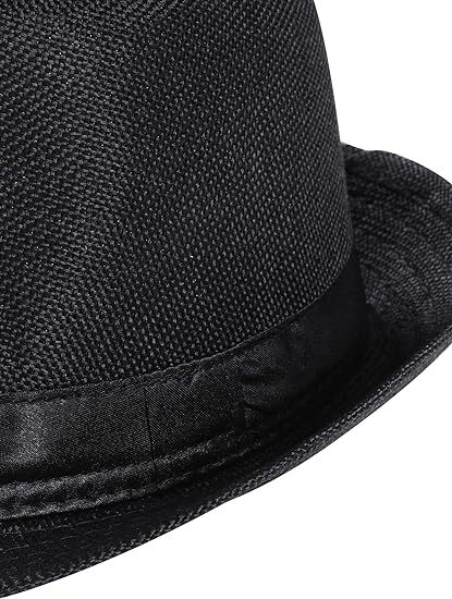 CLASSIC TRILBY HAT Fedora Cap Costume Gangster - Black- One Size (58cm)