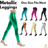 DELUXE METALLIC LEGGINGS Shiny Neon Stretch Dance Costume Fancy Dress Party