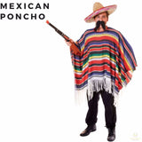 Mens MEXICAN PONCHO Spanish Costume Wild West Cowboy Party Bandit Fiesta Popular