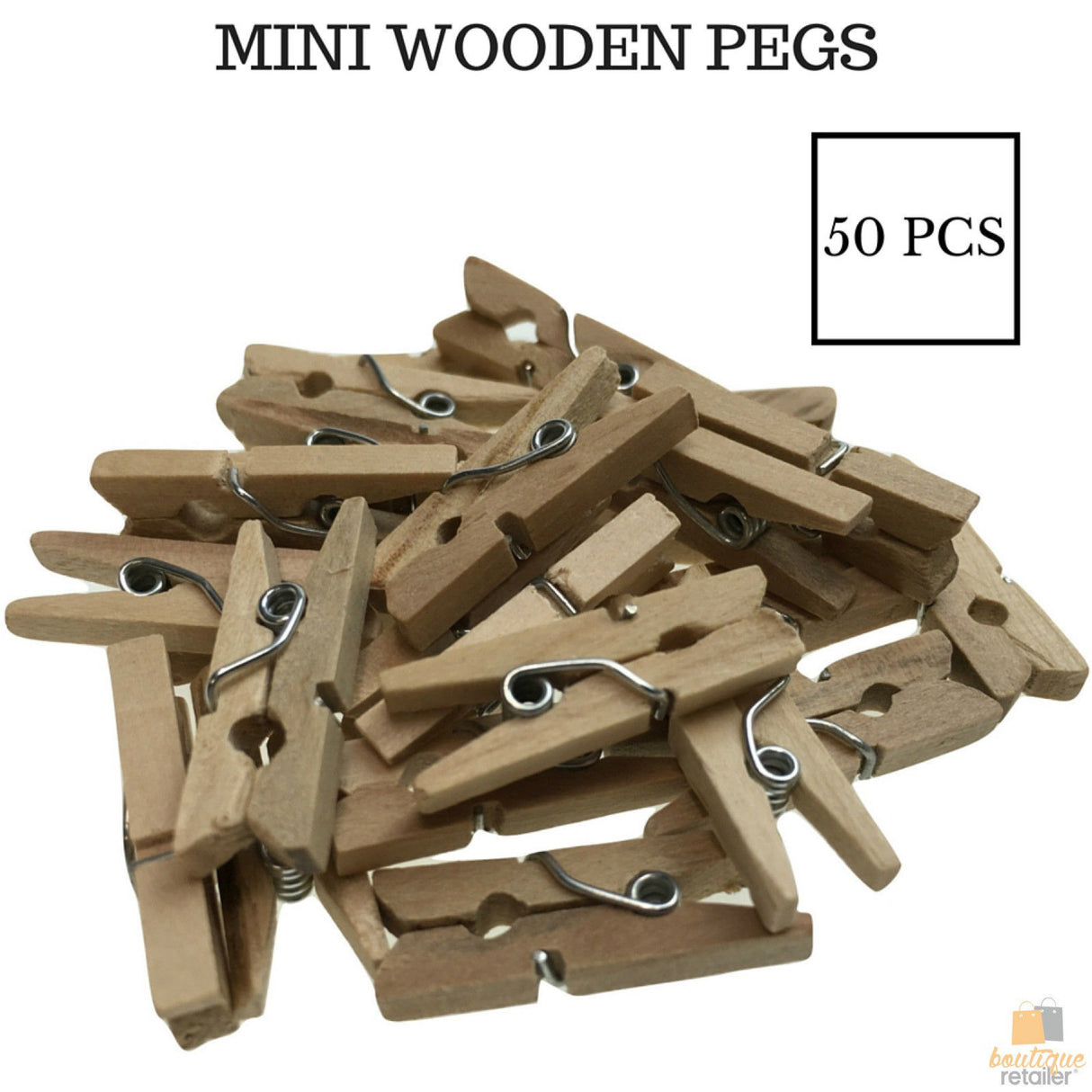 50pcs MINI WOODEN PEGS Natural Craft Baby Shower Clothes Pin Scrapbook BULK 25mm