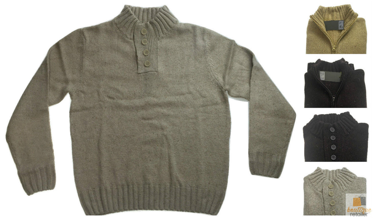 Mens Knit Jumper Pullover Sweater Knitted Casual Stretch Warm Winter