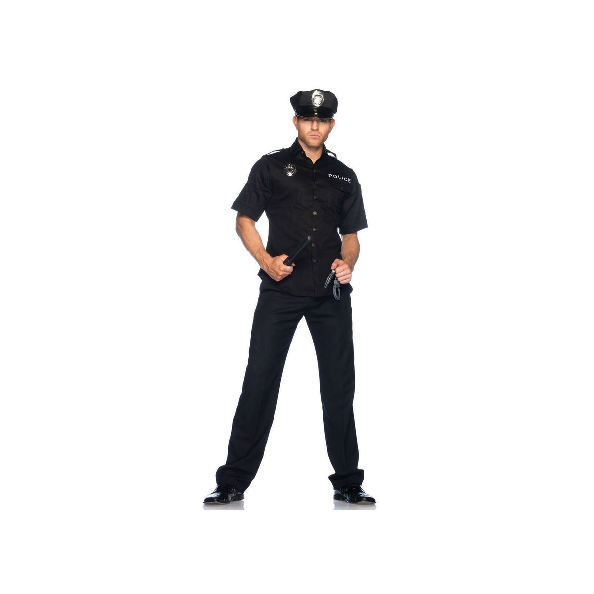 Mens Police Officer Costume Cop Fancy Dress Party Halloween Uniform Outfit