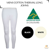 Mens Long Johns Thermal Pants COTTON Underwear Warm Winter Thermals Tights - Black