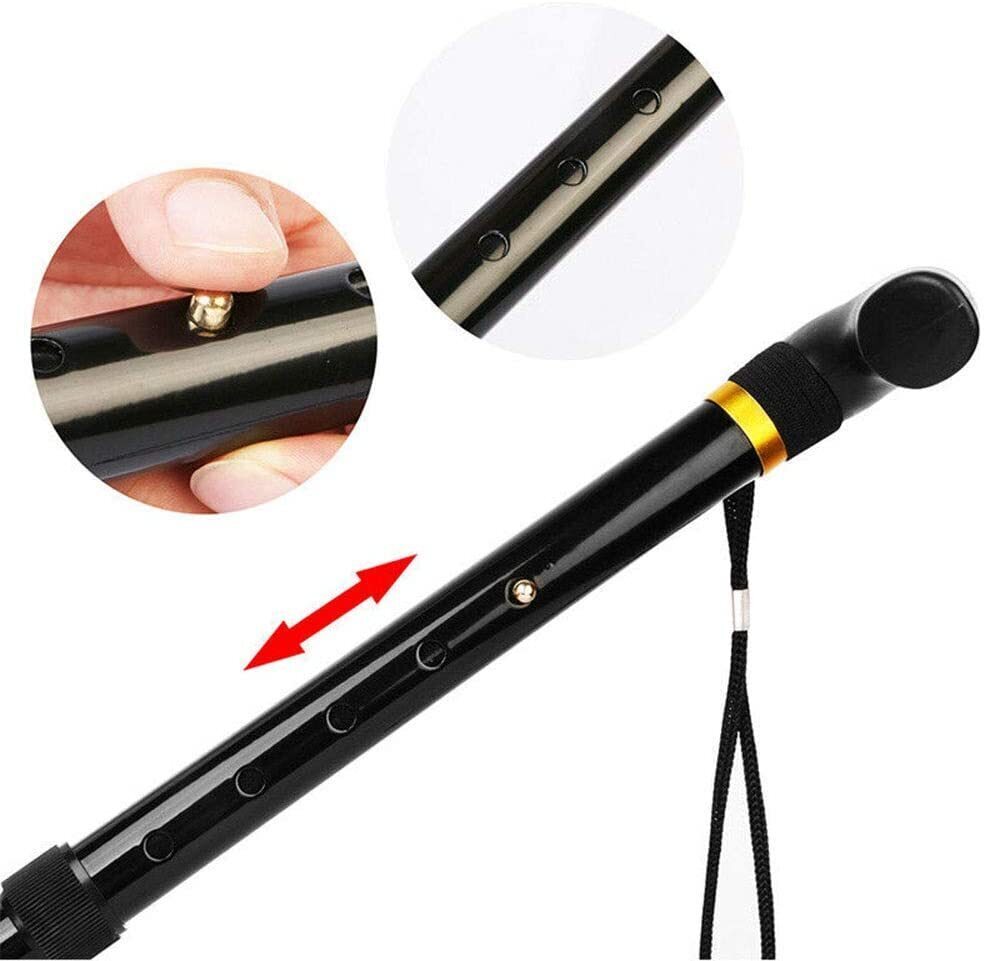 Adjustable Metal WALKING STICK Travel Cane Folding Pole Compact Retractable Hike