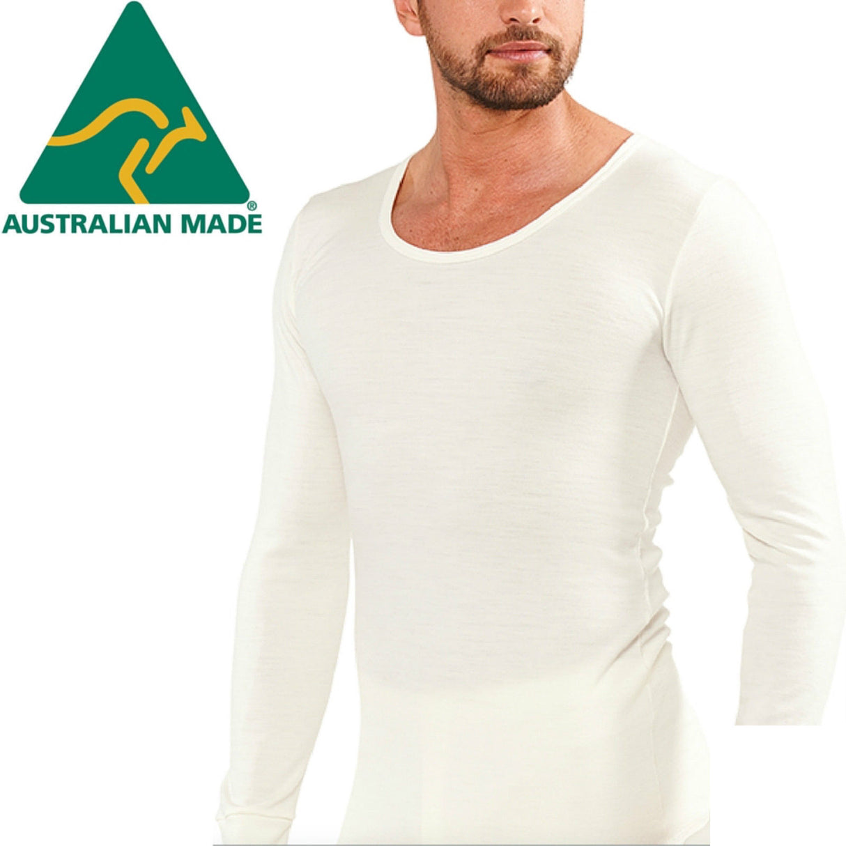 Mens THERMAL Long Sleeve Top Merino Wool Blend Underwear AUS MADE Thermals Warm