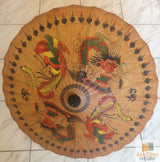 OIL PAPER UMBRELLA Parasol Chinese Decor HANDMADE Teak Leaf Bridal BAMBOO Rare