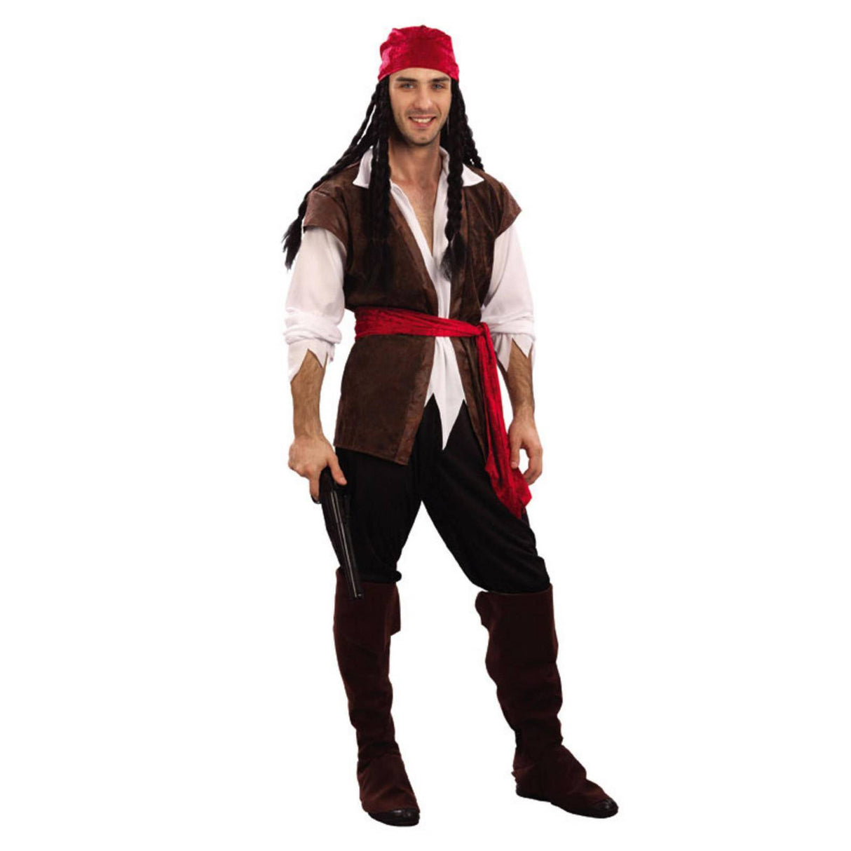 Deluxe CARIBBEAN PIRATE MAN COSTUME Adult Halloween Buccaneer Fancy Cosplay