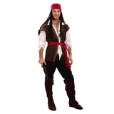 Deluxe CARIBBEAN PIRATE MAN COSTUME Adult Halloween Buccaneer Fancy Cosplay