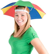 RAINBOW UMBRELLA HAT Rain Novelty Cap Costume Outdoor Camping Beach Fishing