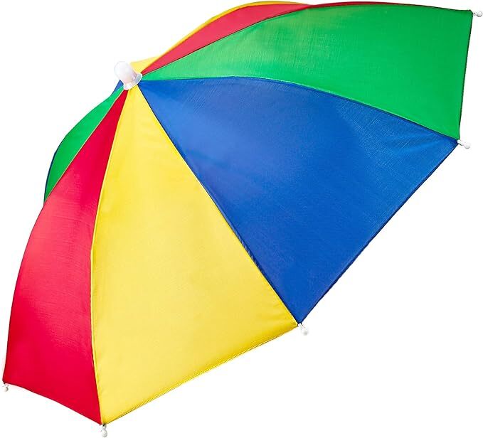 RAINBOW UMBRELLA HAT Rain Novelty Cap Costume Outdoor Camping Beach Fishing