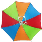 2x RAINBOW UMBRELLA HAT Rain Beach Sun Rain Cap Costume Camping Fishing Hunting