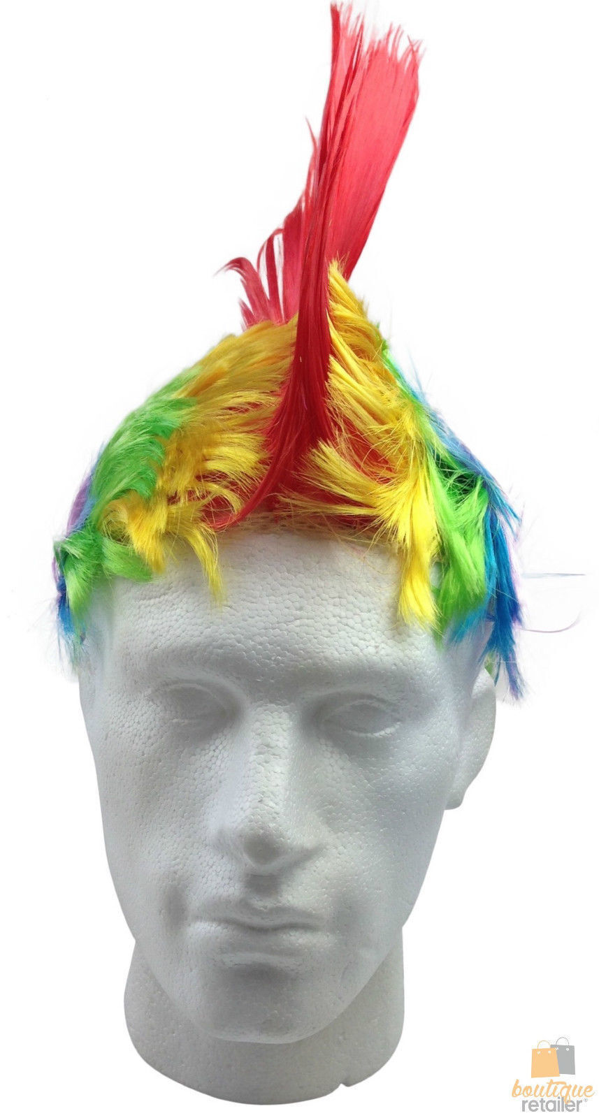 Rainbow MOHAWK WIG 70s 80s Rock Punk Hair Costume Mohican Rooster Wig Fancy