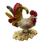 ROOSTER TRINKET JEWELLERY BOX Figurine Home Decor Ornament Chicken Jewelled