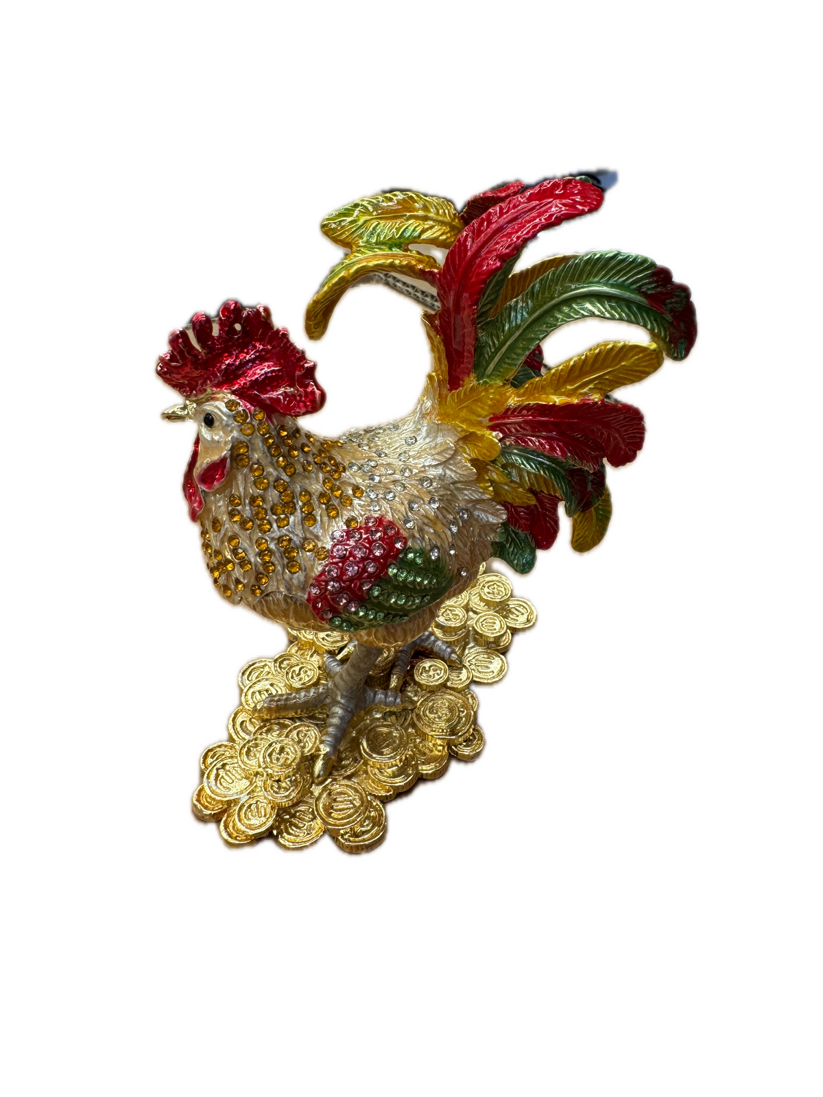 ROOSTER TRINKET JEWELLERY BOX Figurine Home Decor Ornament Chicken Jewelled