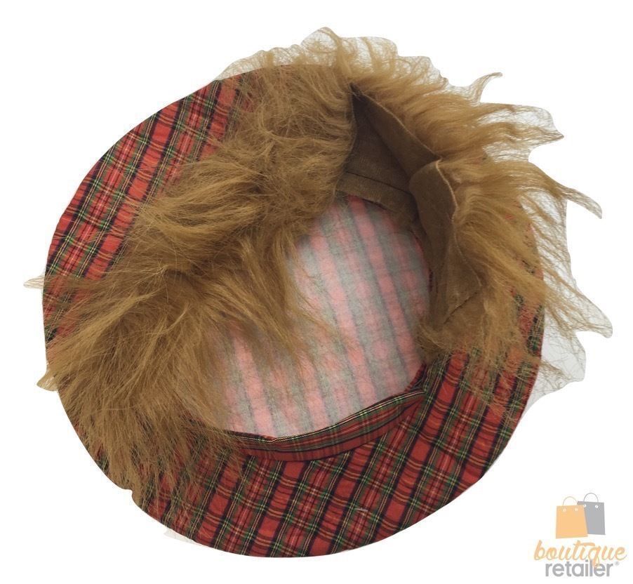 SCOTTISH HAT Tam O'Shanter Fancy Dress Costume with Hair Tartan Cap Party