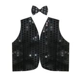 Mens SEQUIN VEST Dance Costume Party Coat Disco Accessory Sparkle Waistcoat - Gold