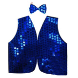 Mens SEQUIN VEST Dance Costume Party Coat Disco Accessory Sparkle Waistcoat - Green