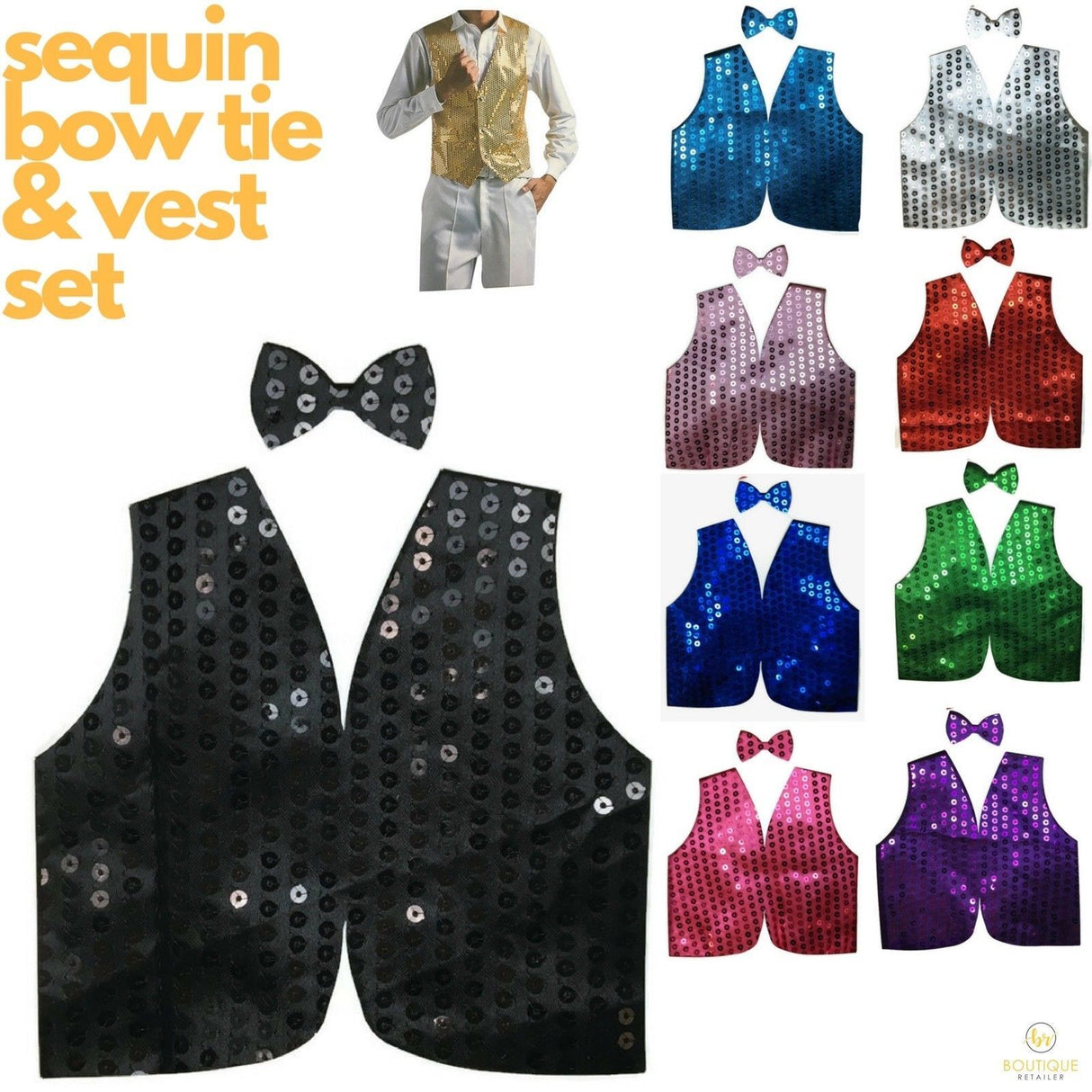 Mens SEQUIN VEST Dance Costume Party Coat Disco Accessory Sparkle Waistcoat