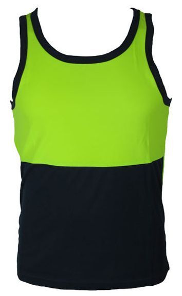 Hi Vis SINGLET Work Wear Safety Tank Top Fluro Micro Mesh UPF50+ High Visibility