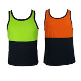 Hi Vis SINGLET Work Wear Safety Tank Top Fluro Micro Mesh UPF50+ High Visibility