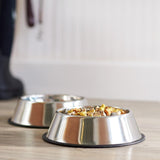 Non Slip Stainless Steel Dog Bowl Pet Cat Water Food Feeder Portable Puppy Dish