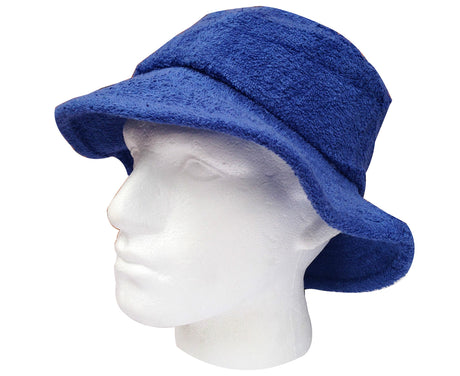 Terry Towelling BUCKET HAT Daggy Fishing Camping Lad Cap Retro  100% COTTON - Blue