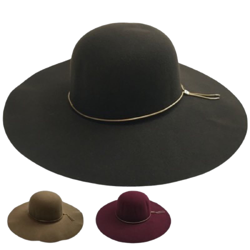 Wide Brim Felt Hat Floppy Vintage Fedora Bowler Cloche Ladies Fashion Cap Black